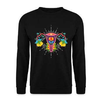 Blume Uterus Frauen Rechte Feminismus Pro-Choice - Unisex Pullover - Schwarz - Vorne - Alina (178cm) & Michal (187cm)