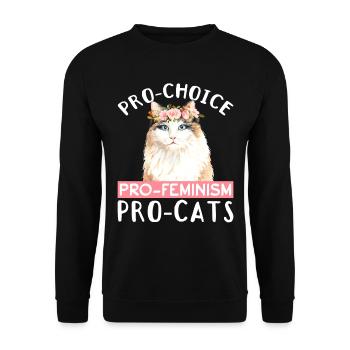 Pro-Choice Katze Feminismus Frauen Rechte - Unisex Pullover - Schwarz - Vorne - Alina (178cm) & Michal (187cm)