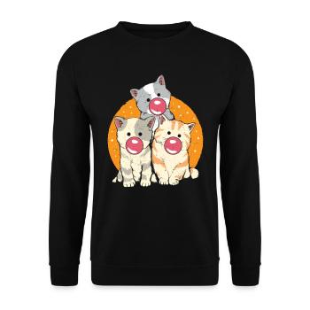 Chat Gomme à mâcher Drôle de félin - Sweat-shirt Unisexe - noir - Devant - Alina (178cm) & Michal (187cm)