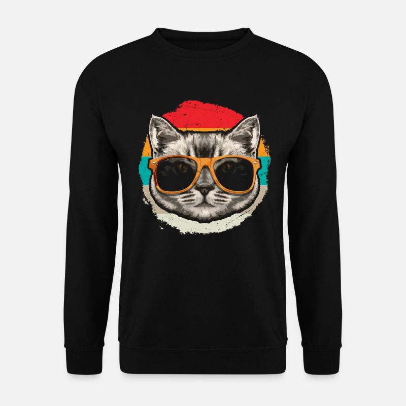 Sonnenbrille Katze Retro Kätzchen - Unisex Pullover - Schwarz