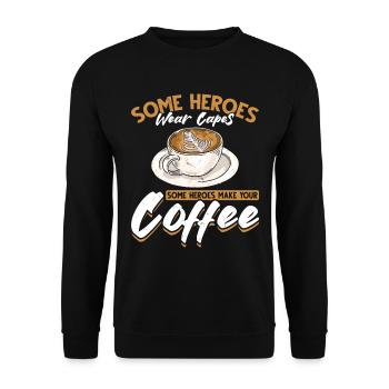 Witziger Barista Humor Kaffee - Unisex Pullover - Schwarz - Vorne - Alina (178cm) & Michal (187cm)