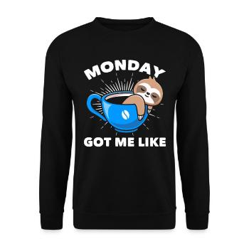Coffee Sloth Funny Lazy Coffee Drinker - Unisex Sweatshirt - black - Front - Alina (178cm) & Michal (187cm)