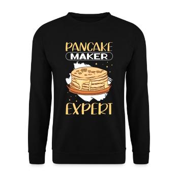 Pancakes | Pancake Pancake Gift - Unisex Sweatshirt - black - Front - Alina (178cm) & Michal (187cm)
