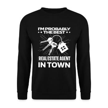 Real Estate Agent Key - Unisex Sweatshirt - black - Front - Alina (178cm) & Michal (187cm)