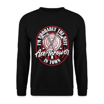 Axe Throwing Axe Thrower Target - Unisex Sweatshirt - black - Front - Alina (178cm) & Michal (187cm)