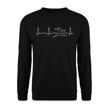 Gimnasta Mujer Jump Ejercicio. Corazón. Amor. Ekg - Sweat-shirt Unisexe - noir - Devant - Alina (178cm) & Michal (187cm)
