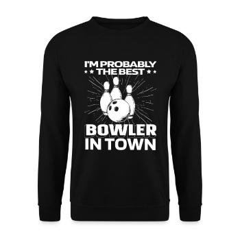 Bowling Bowlen Bowler Lustig - Unisex Pullover - Schwarz - Vorne - Alina (178cm) & Michal (187cm)
