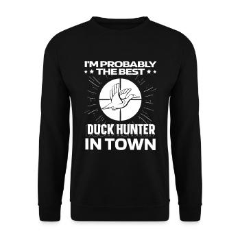 Duck Hunting Duck Hunt Funny - Unisex Sweatshirt - black - Front - Alina (178cm) & Michal (187cm)