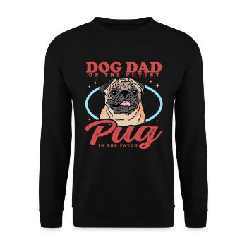 Mops Dad | Hundeliebhaber Hundebesitzer Geschenk - Unisex Pullover - Schwarz - Vorne - Alina (178cm) & Michal (187cm)