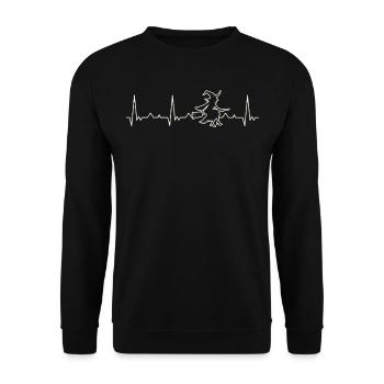 Halloween Witch Flying Broom. Corazón. Amor. Ekg. - Sweat-shirt Unisexe - noir - Devant - Alina (178cm) & Michal (187cm)