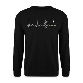 Hand Stand Girl. Heart. Love. EKG. Pulse. Beat. - Unisex Sweatshirt - black - Front - Alina (178cm) & Michal (187cm)