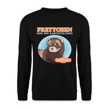 Frettchen Besitzer Ferret Marder Geschenk - Unisex Pullover - Schwarz - Vorne - Alina (178cm) & Michal (187cm)