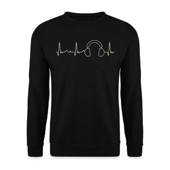 Auriculares. Corazón. Amor. Ekg. Legumbres. - Sweat-shirt Unisexe - noir - Devant - Alina (178cm) & Michal (187cm)