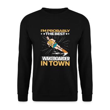 Wakeboard Wakeboarder Witzig - Unisex Pullover - Schwarz - Vorne - Alina (178cm) & Michal (187cm)
