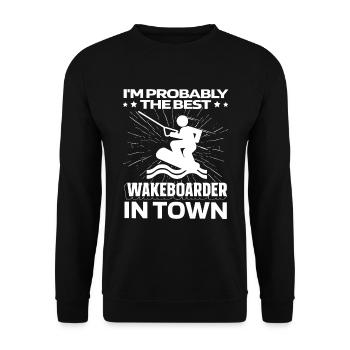 Wakeboard Wakeboarder Witzig - Unisex Pullover - Schwarz - Vorne - Alina (178cm) & Michal (187cm)