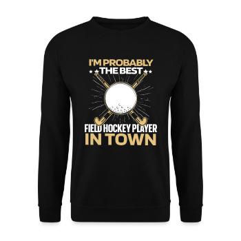 Feldhockey Witzig - Unisex Pullover - Schwarz - Vorne - Alina (178cm) & Michal (187cm)
