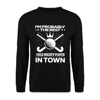 Feldhockey Witzig - Unisex Pullover - Schwarz - Vorne - Alina (178cm) & Michal (187cm)