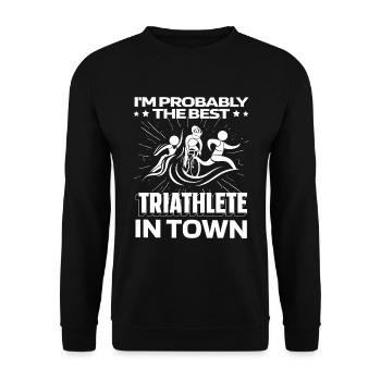 Triathlon Triathlete Funny - Unisex Sweatshirt - black - Front - Alina (178cm) & Michal (187cm)