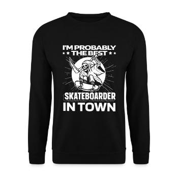Skateboard Skater Witzig - Unisex Pullover - Schwarz - Vorne - Alina (178cm) & Michal (187cm)