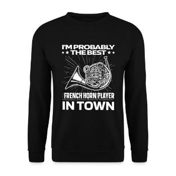Hornist French Horn Lustig - Unisex Pullover - Schwarz - Vorne - Alina (178cm) & Michal (187cm)