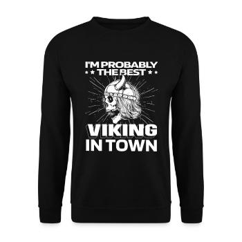 Viking Skull - Unisex Sweatshirt - black - Front - Alina (178cm) & Michal (187cm)