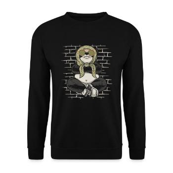 Großer Panda Pandabär Sonnenbrillenschal - Unisex Pullover - Schwarz - Vorne - Alina (178cm) & Michal (187cm)