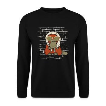 Schnabeltier Platypus - Unisex Pullover - Schwarz - Vorne - Alina (178cm) & Michal (187cm)