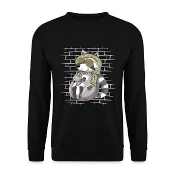 Raccoon Sunglasses Scarf - Sweat-shirt Unisexe - noir - Devant - Alina (178cm) & Michal (187cm)