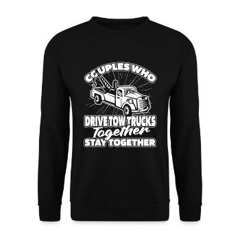 Abschleppdienst Abschlepper Paar - Unisex Pullover - Schwarz - Vorne - Alina (178cm) & Michal (187cm)