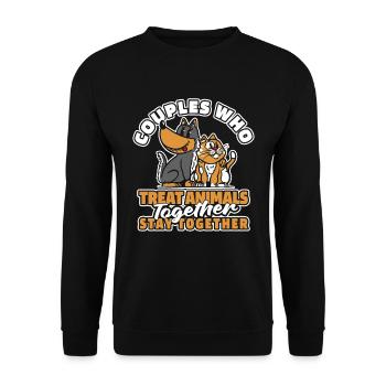 Tierarzt Veterinär Paar - Unisex Pullover - Schwarz - Vorne - Alina (178cm) & Michal (187cm)