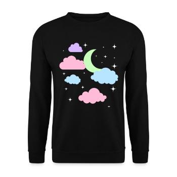 Niedlicher Pastel Goth Mond Wolken Kawaii - Unisex Pullover - Schwarz - Vorne - Alina (178cm) & Michal (187cm)