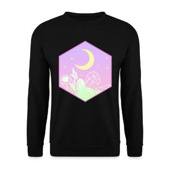 Pastel Goth Mond Kawaii Niedlicher Halbmond - Unisex Pullover - Schwarz - Vorne - Alina (178cm) & Michal (187cm)