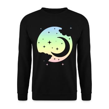 Kawaii Mond Pastel Goth Niedlich - Unisex Pullover - Schwarz - Vorne - Alina (178cm) & Michal (187cm)
