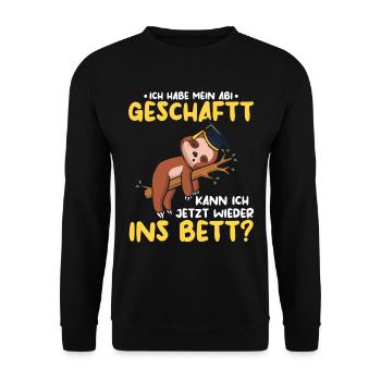 Abitur Geschafft Faultier Abi - Unisex Pullover - Schwarz - Vorne - Alina (178cm) & Michal (187cm)
