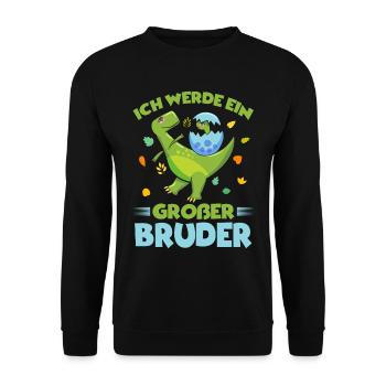 Ich werde ein Großer Bruder Dinosaurier - Unisex Pullover - Schwarz - Vorne - Alina (178cm) & Michal (187cm)