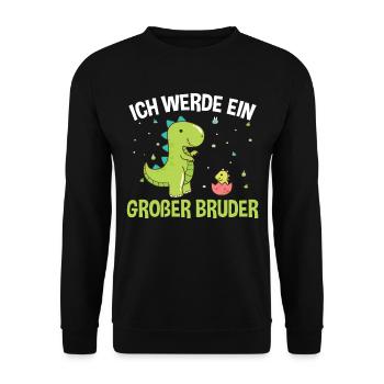 Großer Bruder Dinosaurier - Unisex Pullover - Schwarz - Vorne - Alina (178cm) & Michal (187cm)