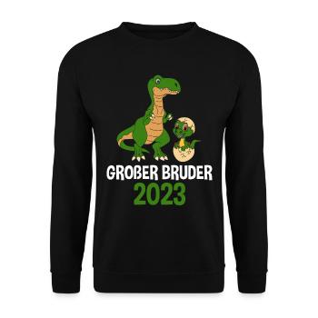 2023 Großer Bruder Dinosaurier - Unisex Pullover - Schwarz - Vorne - Alina (178cm) & Michal (187cm)