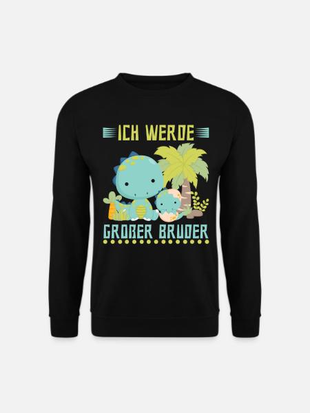 Dinosaurier Ich werde Großer Bruder - Unisex Pullover - Schwarz