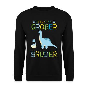 Großer Bruder Dinosaurier - Unisex Pullover - Schwarz - Vorne - Alina (178cm) & Michal (187cm)
