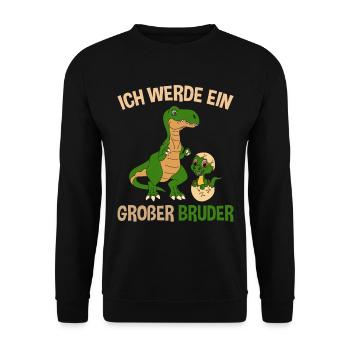 Ich werde Großer Bruder Dinosaurier - Unisex Pullover - Schwarz - Vorne - Alina (178cm) & Michal (187cm)