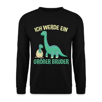Dinosaurier Großer Bruder Dino - Unisex Pullover - Schwarz - Vorne - Alina (178cm) & Michal (187cm)