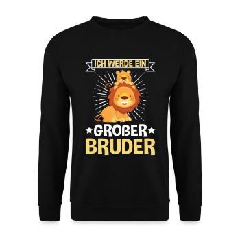 Ich werde Großer Bruder Löwe - Unisex Pullover - Schwarz - Vorne - Alina (178cm) & Michal (187cm)