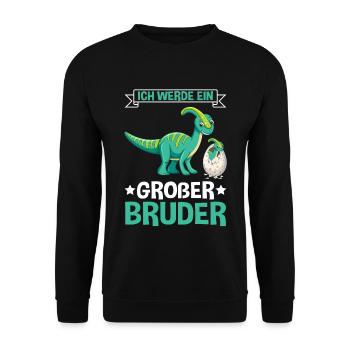 Dinosaurier Großer Bruder Dino - Unisex Pullover - Schwarz - Vorne - Alina (178cm) & Michal (187cm)