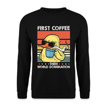 Ente Kaffee-Sonnenbrille - Unisex Pullover - Schwarz - Vorne - Alina (178cm) & Michal (187cm)