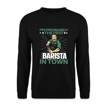 Barista Kaffee Lustig - Unisex Pullover - Schwarz - Vorne - Alina (178cm) & Michal (187cm)