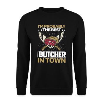 Butcher Butcher Butcher Knives - Unisex Sweatshirt - black - Front - Alina (178cm) & Michal (187cm)