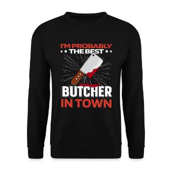 Fleischer Metzger Schlachter - Unisex Pullover - Schwarz - Vorne - Alina (178cm) & Michal (187cm)