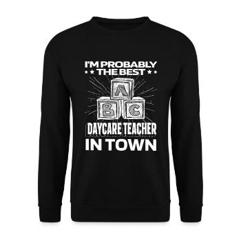 Kindergarten teacher Childminder Lustig - Unisex Sweatshirt - black - Front - Alina (178cm) & Michal (187cm)