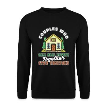 Immobilienmakler Paar - Unisex Pullover - Schwarz - Vorne - Alina (178cm) & Michal (187cm)