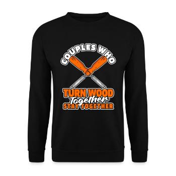 Woodturning Turner Pair - Unisex Sweatshirt - black - Front - Alina (178cm) & Michal (187cm)